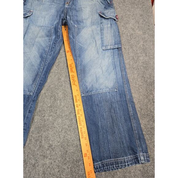 Akademiks Jeans Mens 36x31 Blue Denim Hip Hop Baggy Skater Wide Grunge Y2K - Picture 7 of 14